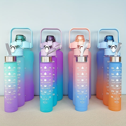 3 Pack Water Bottles Set with 2L Large Bottle 900ML Portable Bottle and 500ML Mini Bottle