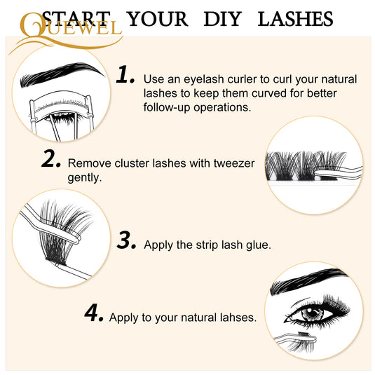 60 Cluster Lashes, 30D C Curl Mix 12/14/16mm Individual Lashes Extensions  At Home