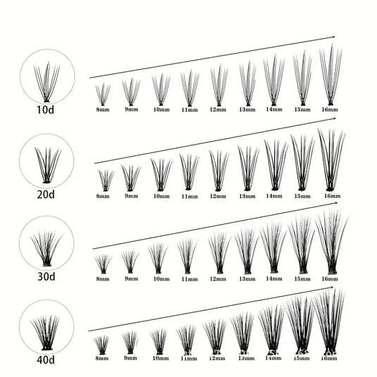 60 Cluster Lashes, 30D C Curl Mix 12/14/16mm Individual Lashes Extensions  At Home