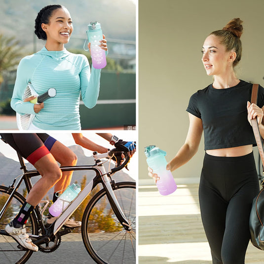 3 Pack Water Bottles Set with 2L Large Bottle 900ML Portable Bottle and 500ML Mini Bottle