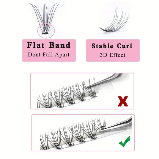 60 Cluster Lashes, 30D C Curl Mix 12/14/16mm Individual Lashes Extensions  At Home