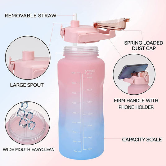 3 Pack Water Bottles Set with 2L Large Bottle 900ML Portable Bottle and 500ML Mini Bottle