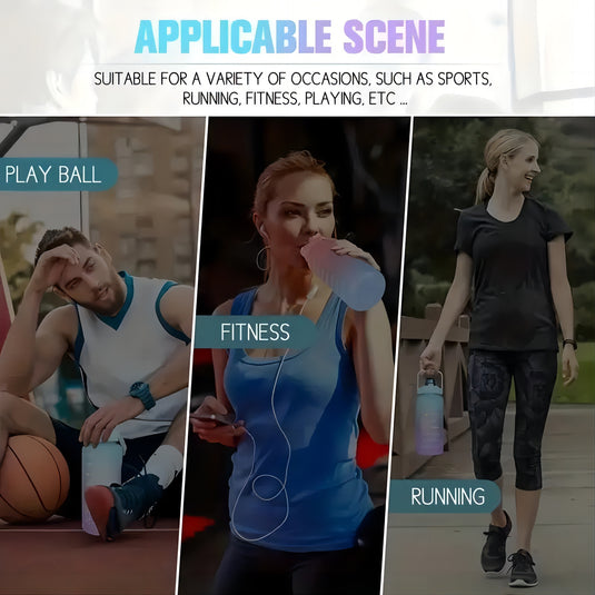 3 Pack Water Bottles Set with 2L Large Bottle 900ML Portable Bottle and 500ML Mini Bottle