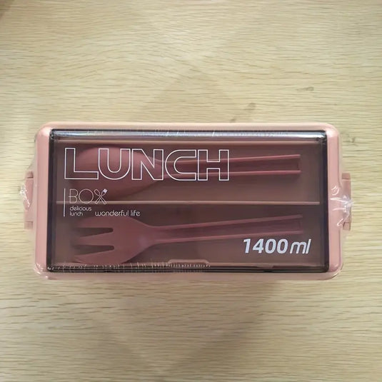 1pc 2-Tier Bento Box With 3 Compartments With Large Capacity, Lunch Box With Spoon And Fork, suitable for Microwave and Dishwasher Safe (Lid Can't)